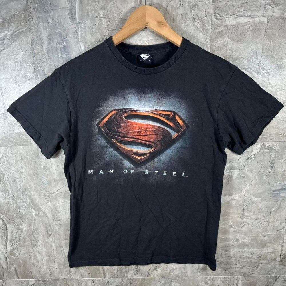 Superman Man Of Steel Movie Promo Black Short Sleeve T-Shirt Men's Medium